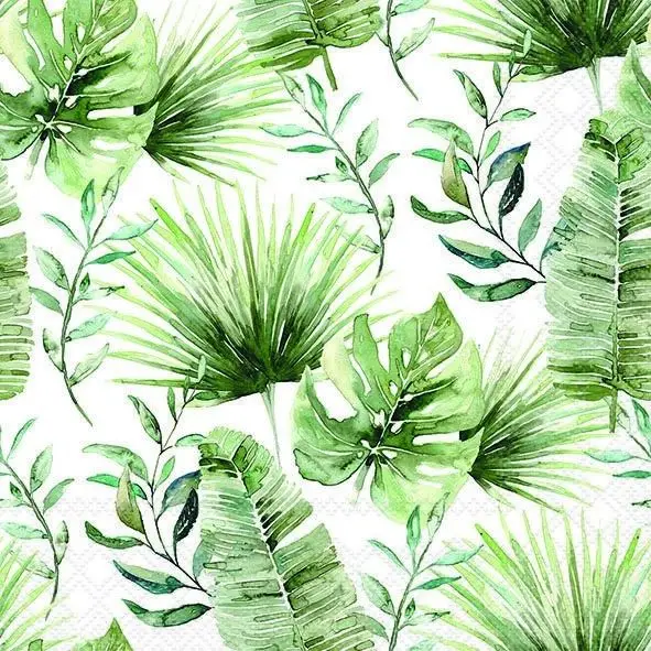 Artesanario - GUARDANAPO DE LUXO IMPORTADO - TAMANHO 33X33 CM - JUNGLE LEAVES WHITE - 13318215